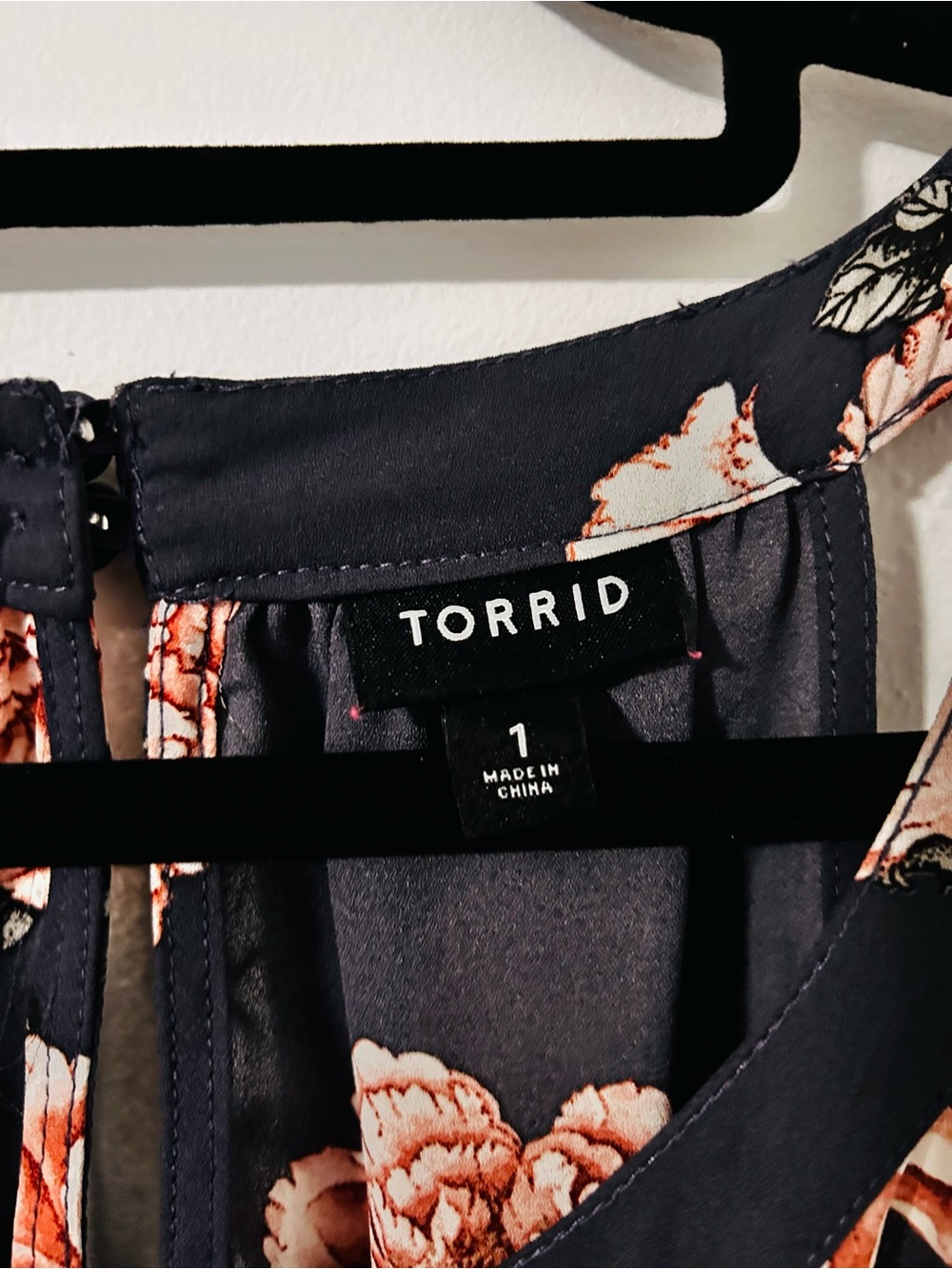 torrid Black Floral Halter Tank with Pink Blooms - Picture 3 of 3